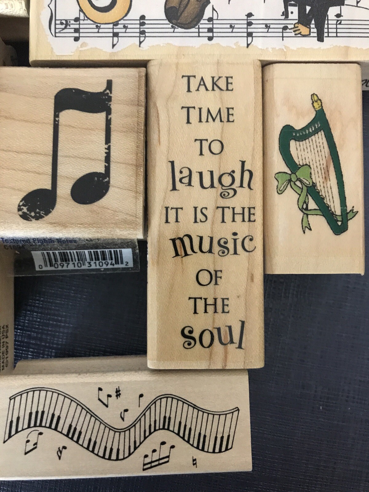Music Theme Wood Mounted Rubber Stamps Baby Piano Lessons Musical Notes/8
