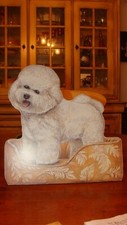 BICHON FRISE IN HIS BED WOOD CUT OUT~Stupell Industries~13.5&rdquo;x13&rdquo;w~ Dog~VGC ~