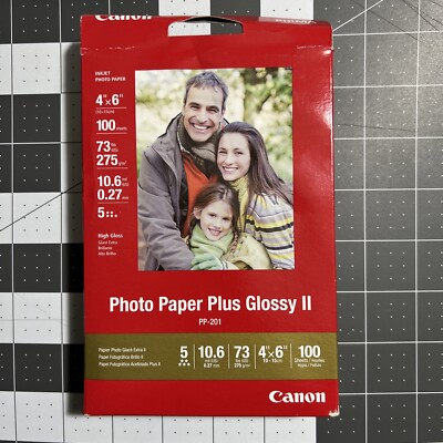 Canon PP-201 Photo Paper Plus Glossy II, 4x6 inch - 100 Sheets, NEW 