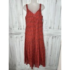 NWT JOIE PINK RED SLEEVELESS LINED TIERED COTTON MAXI DRESS BOHO 100% COTTON S