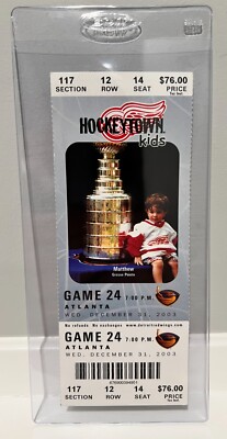 セリエＡ　2003 - 2004　サンプドリア 対 ボローニャ　半券チケット Detroit Red Wings vs Atlanta Thrashers 🏒 12/31/2003 🎟️ Ticket