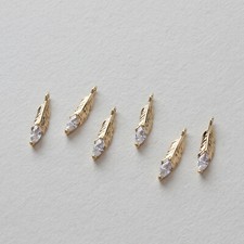 4pcs CZ Pave Feather Charm,Cubic Zirconia Feather Pendant,Zircon Leaf Charm