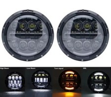 2 FARI LED 7" POLLICI H4 PER DEFENDER JEEP WRANGLER JK JL SUZUKI SAMURAI PATROL 