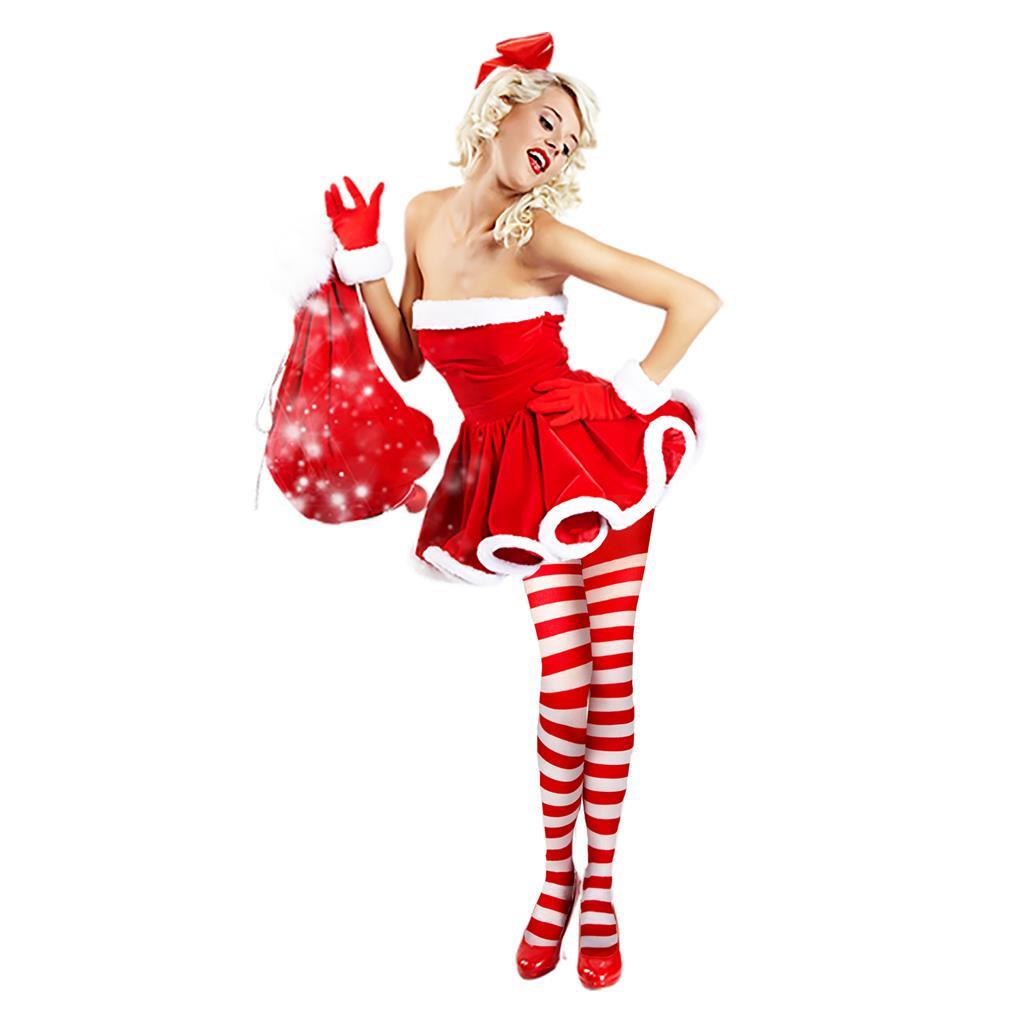 2 PAIRS ELF STRIPED MRS CLAUS TIGHTS ELF COSTUME FESTIVE TIGHTS XMAS