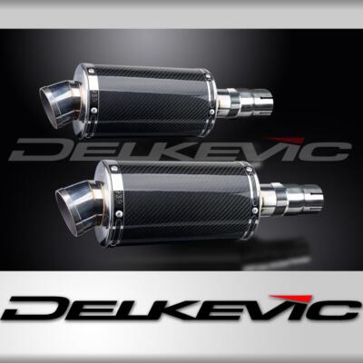 KAWASAKI EN500C 1996-2009 225mm OVAL CARBON SCHALLDÄMPFER AUSPUFF KIT