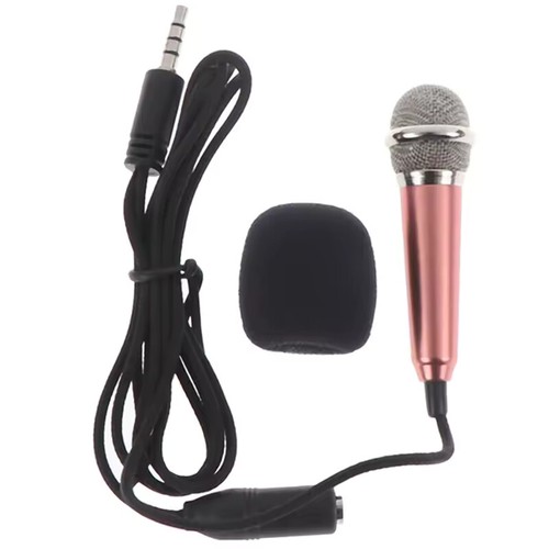 3.5mm Portable Stereo Studio Mic KTV Karaoke Mini Handheld Microphone Gold