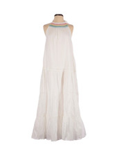 NWT J.Crew Tiered Halter Maxi in White Rainbow Embroidery Cotton Dress S
