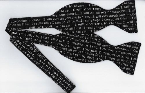 Teacher Bow tie, No Texting, No Talking, Homework, Class Rules, Self-tie Bow tie - Picture 3 of 4