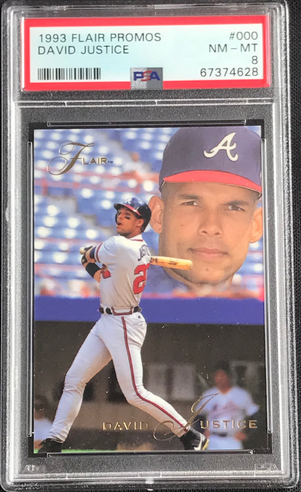 1993 Flair Promos DAVID JUSTICE #000 PSA 8 NM-MT (Rare Promotional Card)