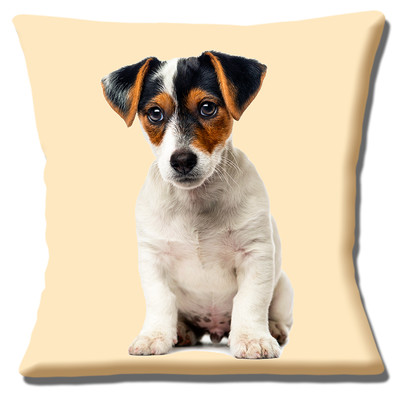 Jack Russell Puppy Dog Cushion Cover 16 Inch 40cm Tan Black White