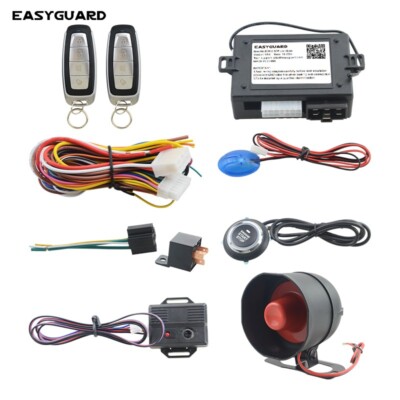 Easyguard APP Car Alarm With Remote Start Push Start Button Keyless Entry DC12V