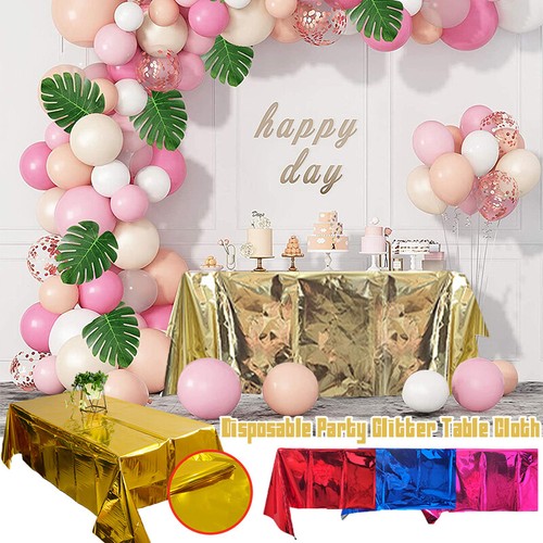 Disposable Party Glitter Table Cloth Birthday Wedding Rectangular Tablecloth - Picture 2 of 33