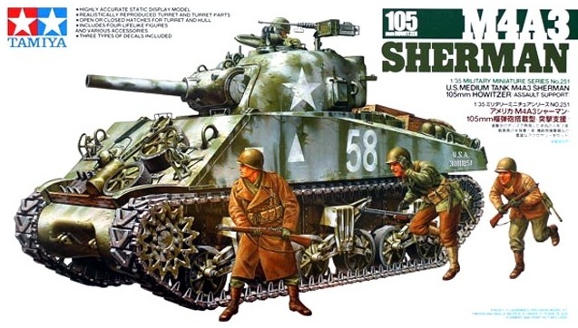 タミヤRC M4A3 SHERMAN U.S. MEDIUM TANK 1/35 RC 1/35 US Med Tank Kit, M4A3 Sherman| Hobby Recreation Products