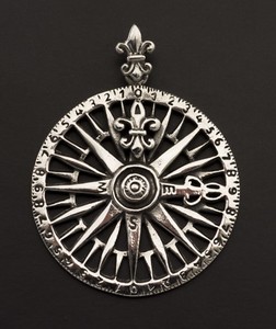 Detalles De Medaille Boussole Pendentif Rose Des Vents Fleur De Lys Argent 925 79g 25913