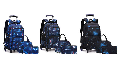 Boy/Girl 6-Wheel Rolling 18-inch School Backpack 3 in 1 trolley Carry-on Luggage