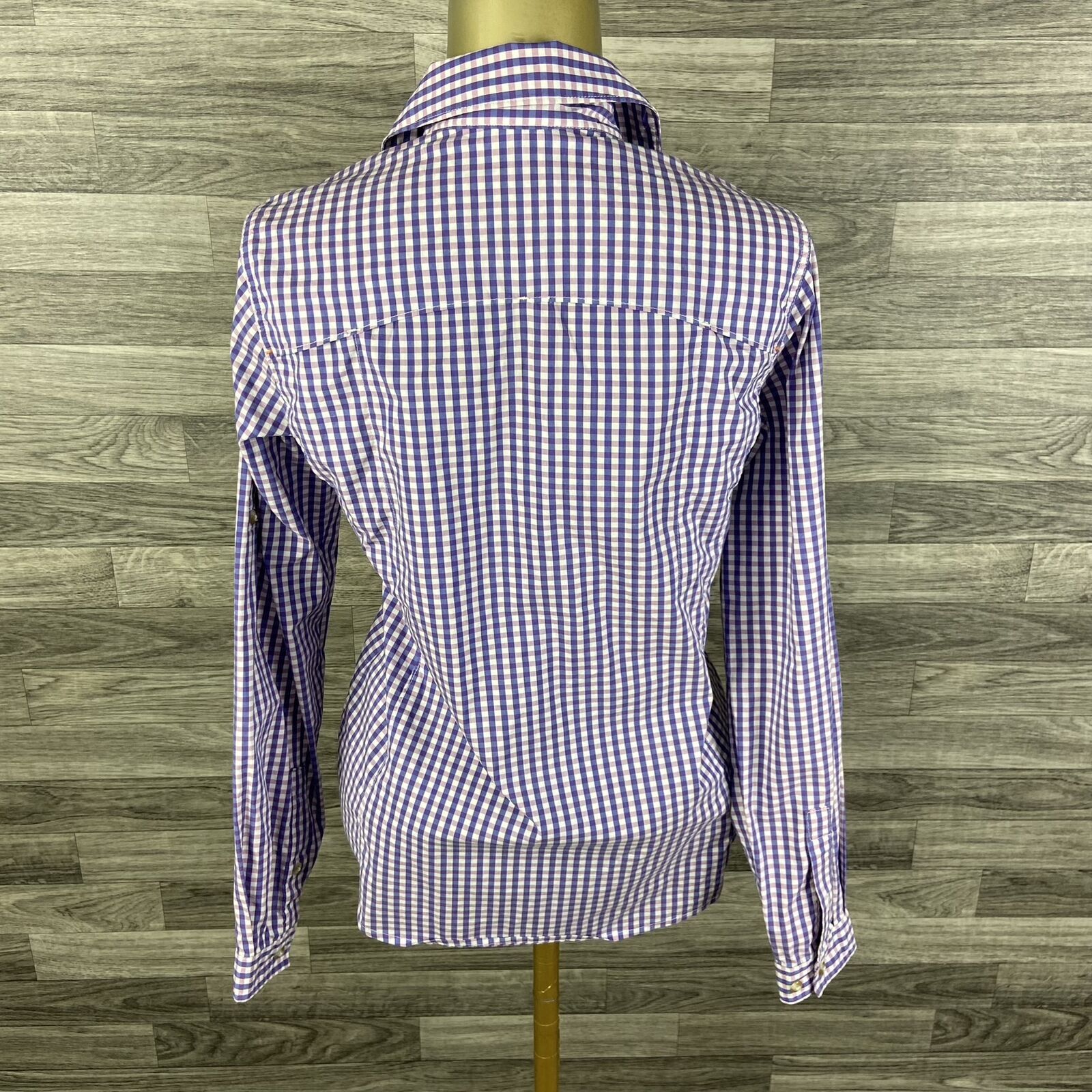 ORVIS Button Down Collared Purple Check Casual Sh… - image 3