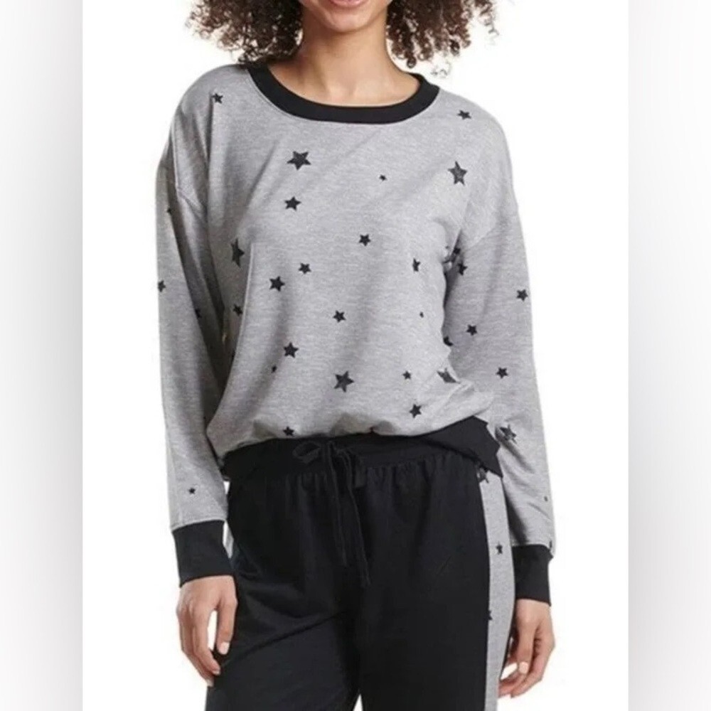 Splendid Heathered Star Pattern Ringer Crewneck i… - image 1