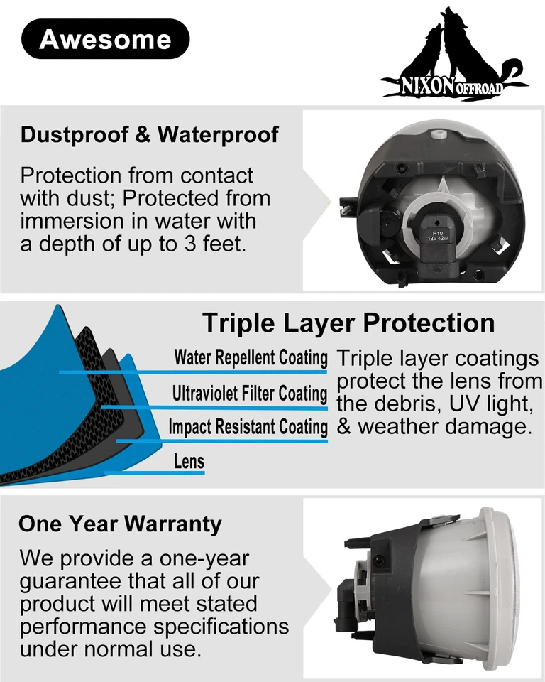 Luces antiniebla para Dodge Dakota Durango 2005 2006 2007 2008 2009 lámpara de parachoques de conducción Foto 3 de 4
