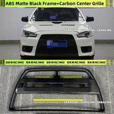 Front Bumper Surround Abs Carbon Center Grill For Mitsubishi Lancer Evo 08-15