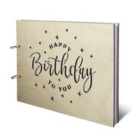 Geburtstag GäStebuch Geschenk Birkensperholz Ringbuch Din A4 - Happy Birthday