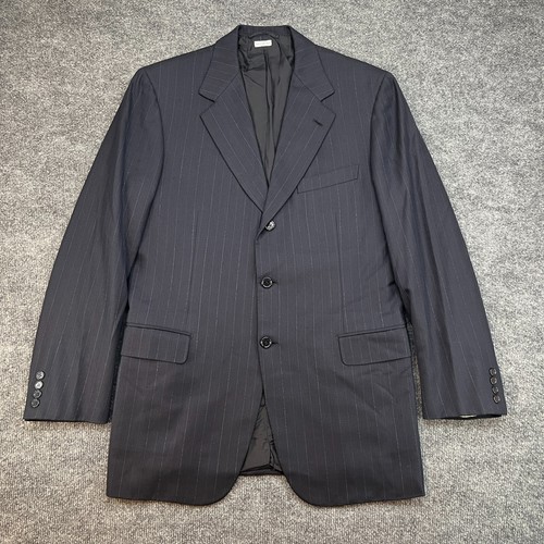 Brioni Nomentano Sport Coat Jacket 42R Navy Dark Blue Pin Striped Wool