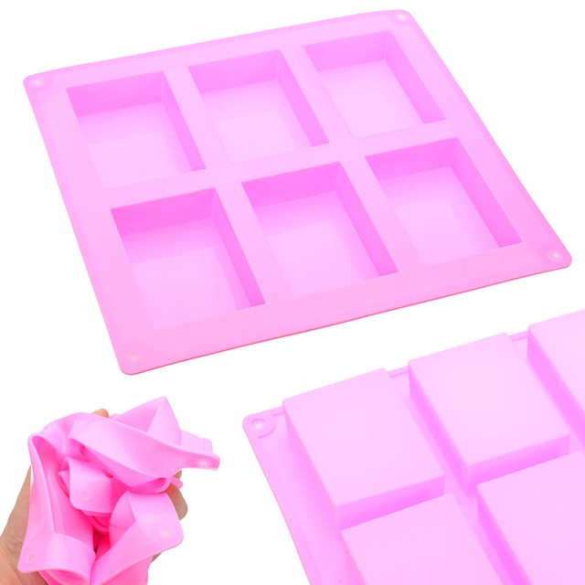 6 Cavity Plain Rectangle Soap Mold Silicone Craft Chocolate DIY Making Cake Tool