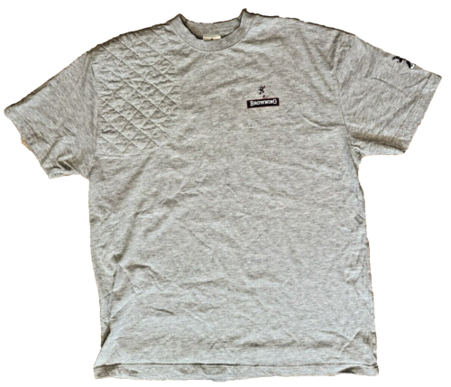 VG+ Vintage Browning Shooting Shirt Padded Shoulder Hunting Gray T Shirt XL Men