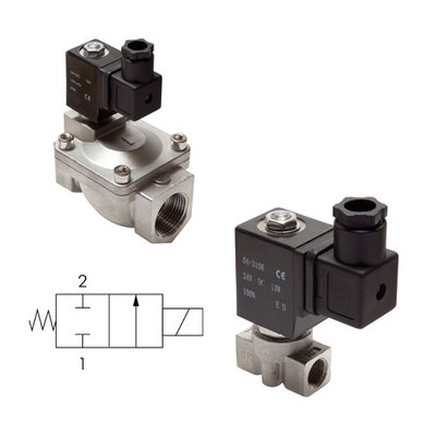 2/2 Wege Magnetventil aus Edelstahl, Eco-Line stromlos geschl. Ventil Wegeventil