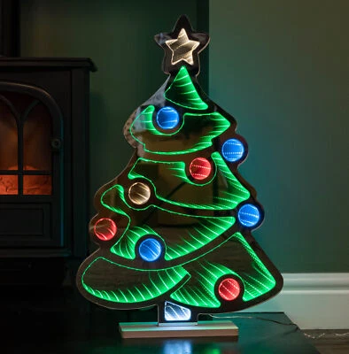 SAMUEL ALEXANDER 60cm Light up Christmas Tree Infinity Decoration with Multi-Coloured LEDs