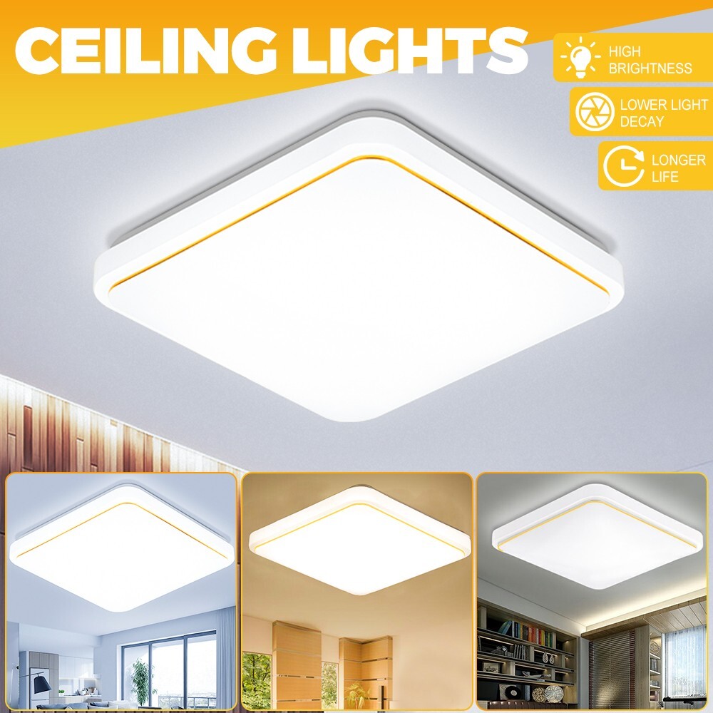 Square Modern LED Ceiling Light Bathroom Kitchen Bedroom Lamp Panel
