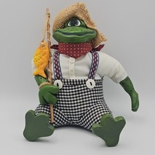 Russ Berrie Mr. Tadpole Frog Critter Collectable Fabric Wood Hand Made 2173