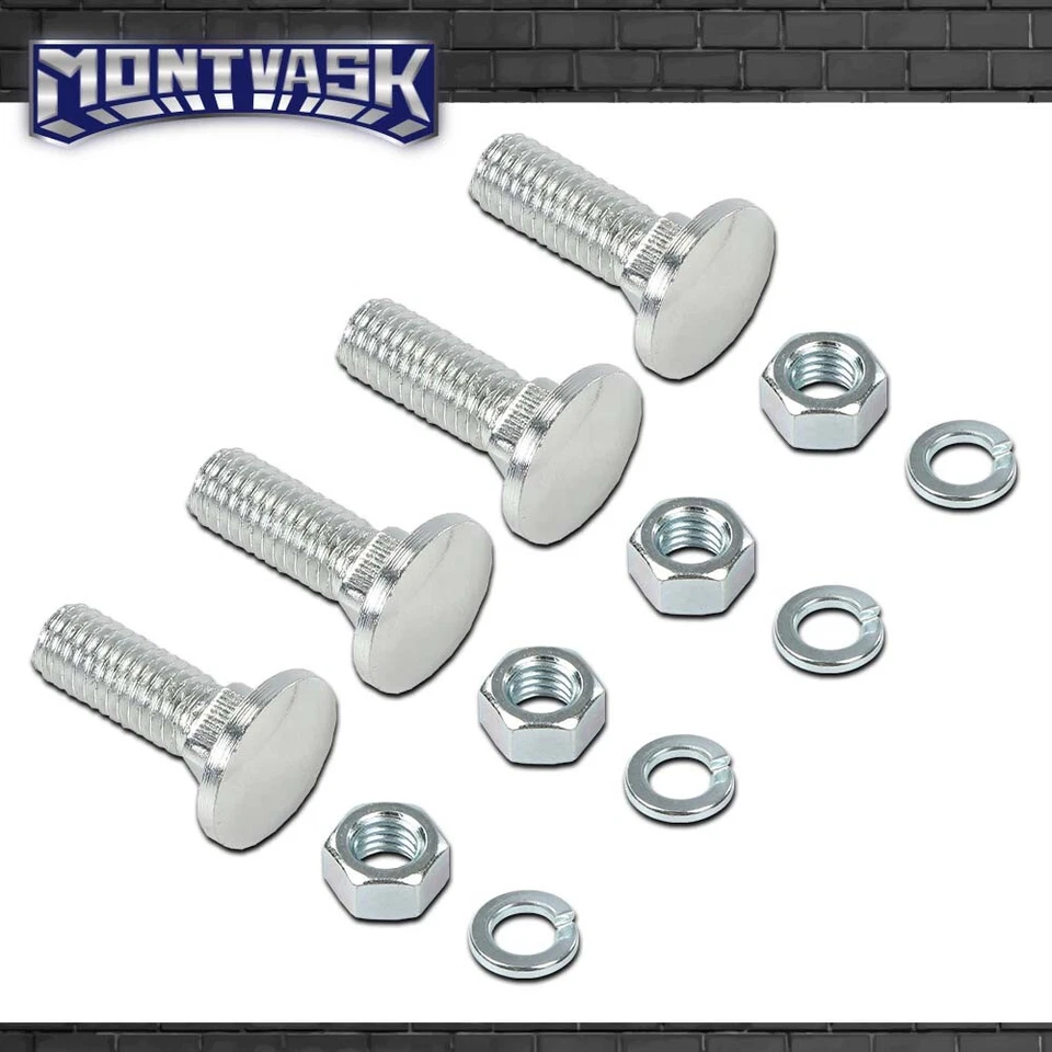 4 pernos de parachoques delanteros traseros de cabeza redonda de acero inoxidable de 7/16-14x1-1/4" aptos para Ford Foto 4 de 4