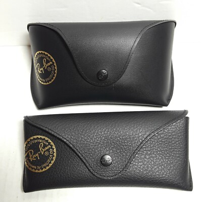 Ray-Ban Black Leather Sunglasses Case with Gold Logo RAY BAN Eyeglass Sunglass Black Cover Hard Case Gold Logo  main image 4