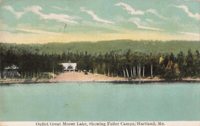 Outlet Great Moose Lake Fuller Camps Hartland Maine ME 1912 Postcard
