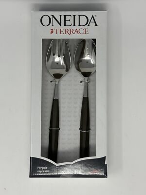 Oneida Terrace Pergola Espresso 2 Piece Salad Serving Set Outdoor Use