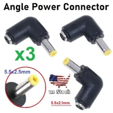 3x DC Power Connector 90 Degree Right Angle 5.5x2.1mm Female to 5.5x2.5mm Male