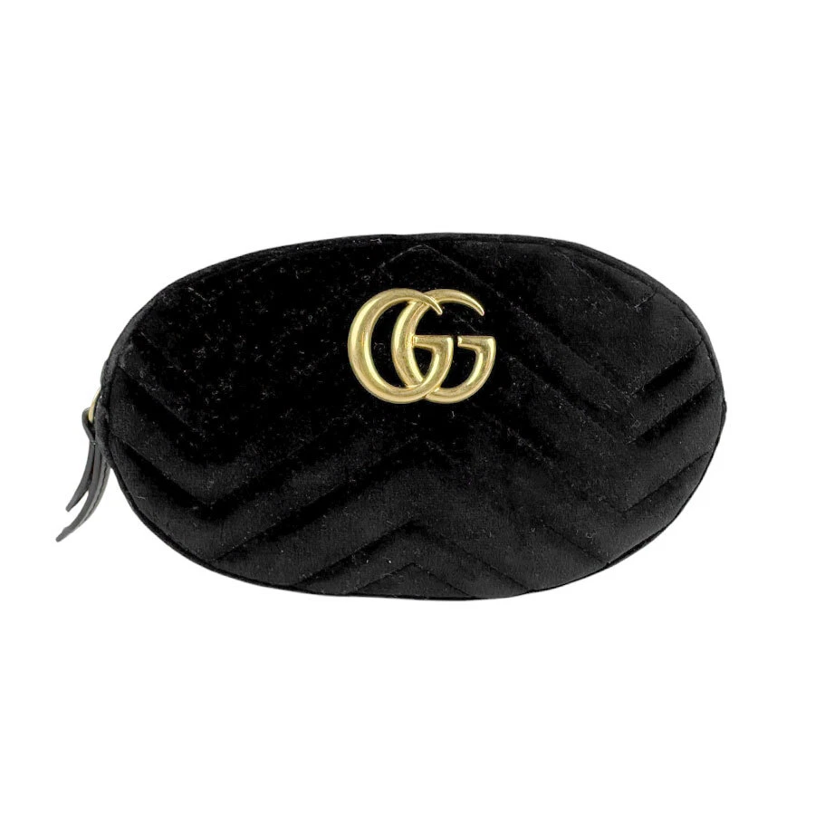 Authentique sac ceinture GUCCI GG Marmont taille velours noir/cuir   n1157