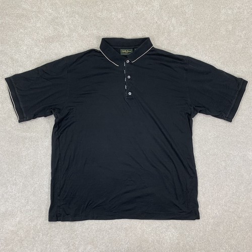 Bobby Jones Players Herren Large Hidden Golfer Kurzarm Hemd Schwarz Baumwolle