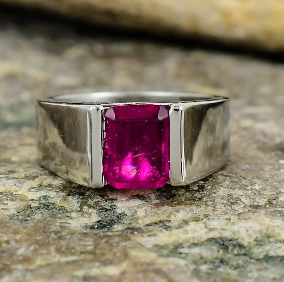 Anillo de topacio rosa genuino anillo de plata de ley 925 para mujer regalo personalizado Foto 2 de 3