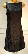 Coast Special Occasion Black Evening Dress UK10 Taffeta with circular detailing