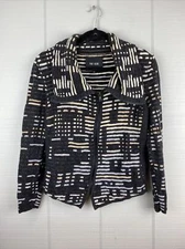 NIC + ZOE Women’s Zip Up Multicolor Black Neutral Shawl Collar Sweater Size PL