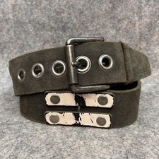 Vintage Y2K Energie Leather Belt Size 32 Italy Dark Gray Distressed Mens Women  s