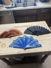 Lot Of 3 Vintage Folding Hand Fans