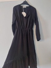 Rusty Dusty Viscose Black Elasticated Waist Lace Boho Mamidaxi Dress Size S BNWT
