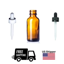 30ml Amber Glass Dropper Bottle w/ Child Resistant Cap – Empty Boston Round