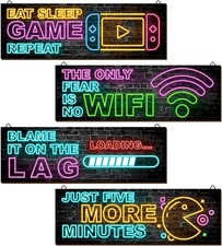 Clothmile 4 Stück Neon Gaming Deko für Jungenzimmer 12 x 4 cm, bunt 