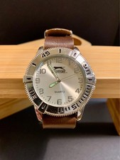 Slazenger Large Men  s Watch   New Battery   Leather NATO Strap   Heavy