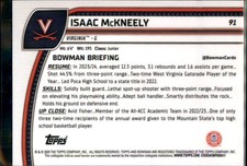 2024-25 Bowman University Chrome #91 Isaac McKneely