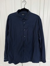 Alfani Men s Long Sleeve Button Down Shirt Size XL Blue Metallic 100 Cotton