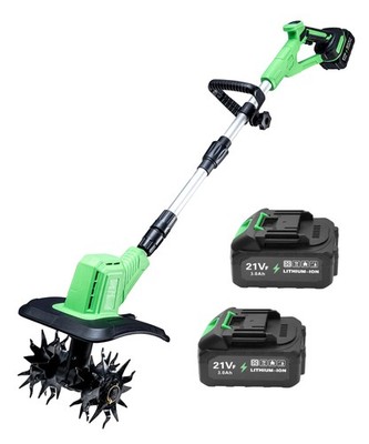 Cordless Tiller Garden Cultivator, 360RPM Battery Powered with Batteries,Charger